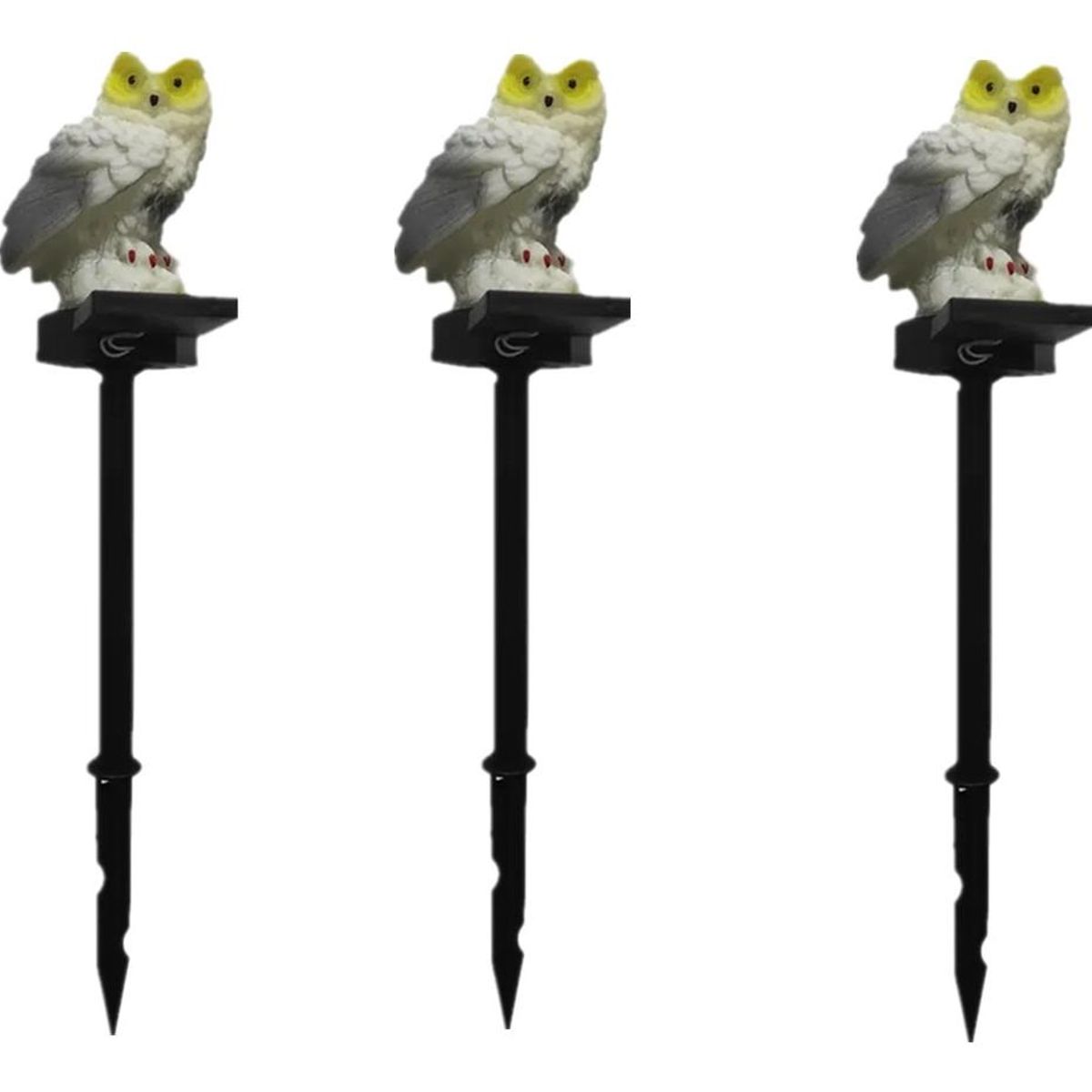 GENERICO - Pack de 3 Lámparas LED Solares Búho para Jardín