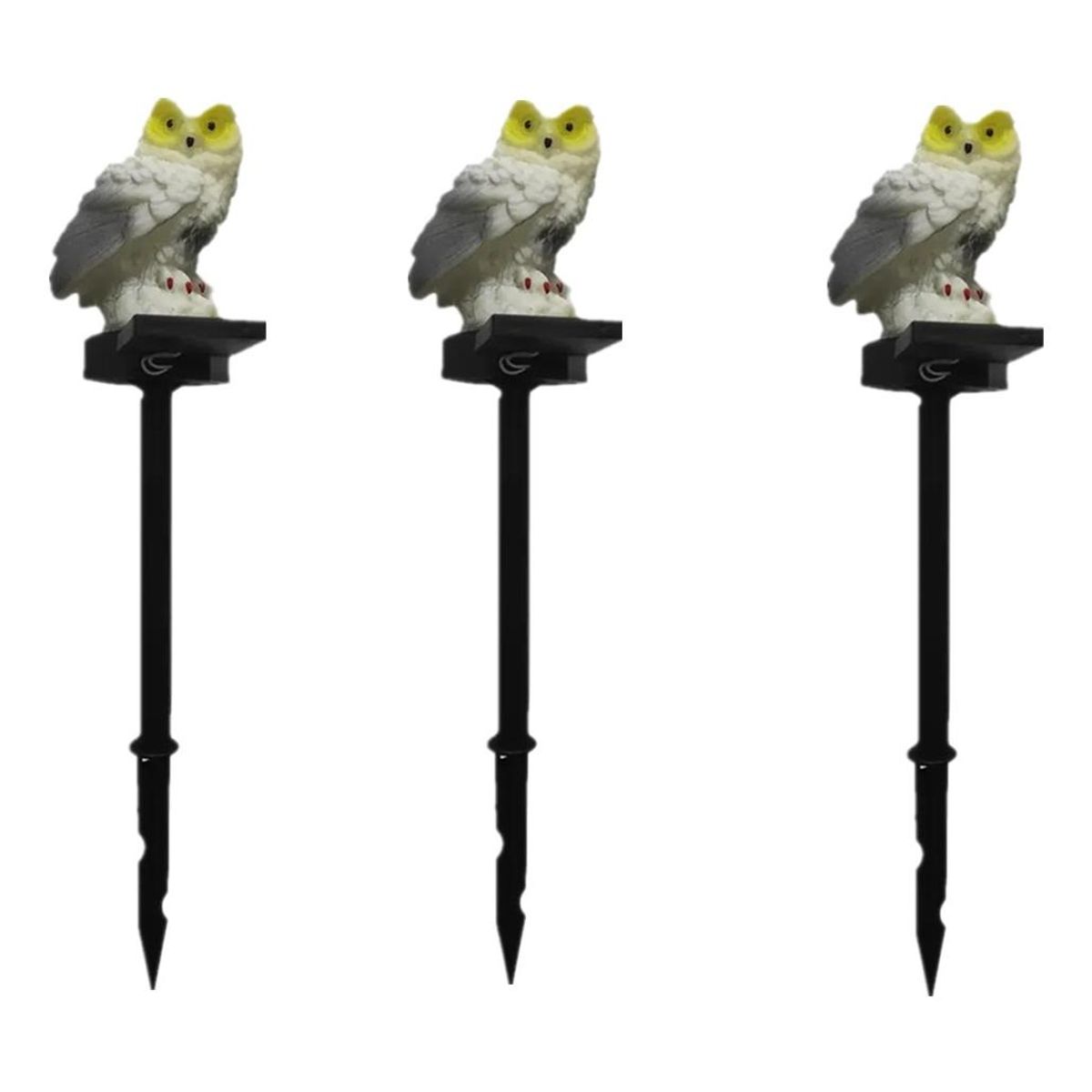 GENERICO - Pack de 3 Lámparas LED Solares Búho para Jardín