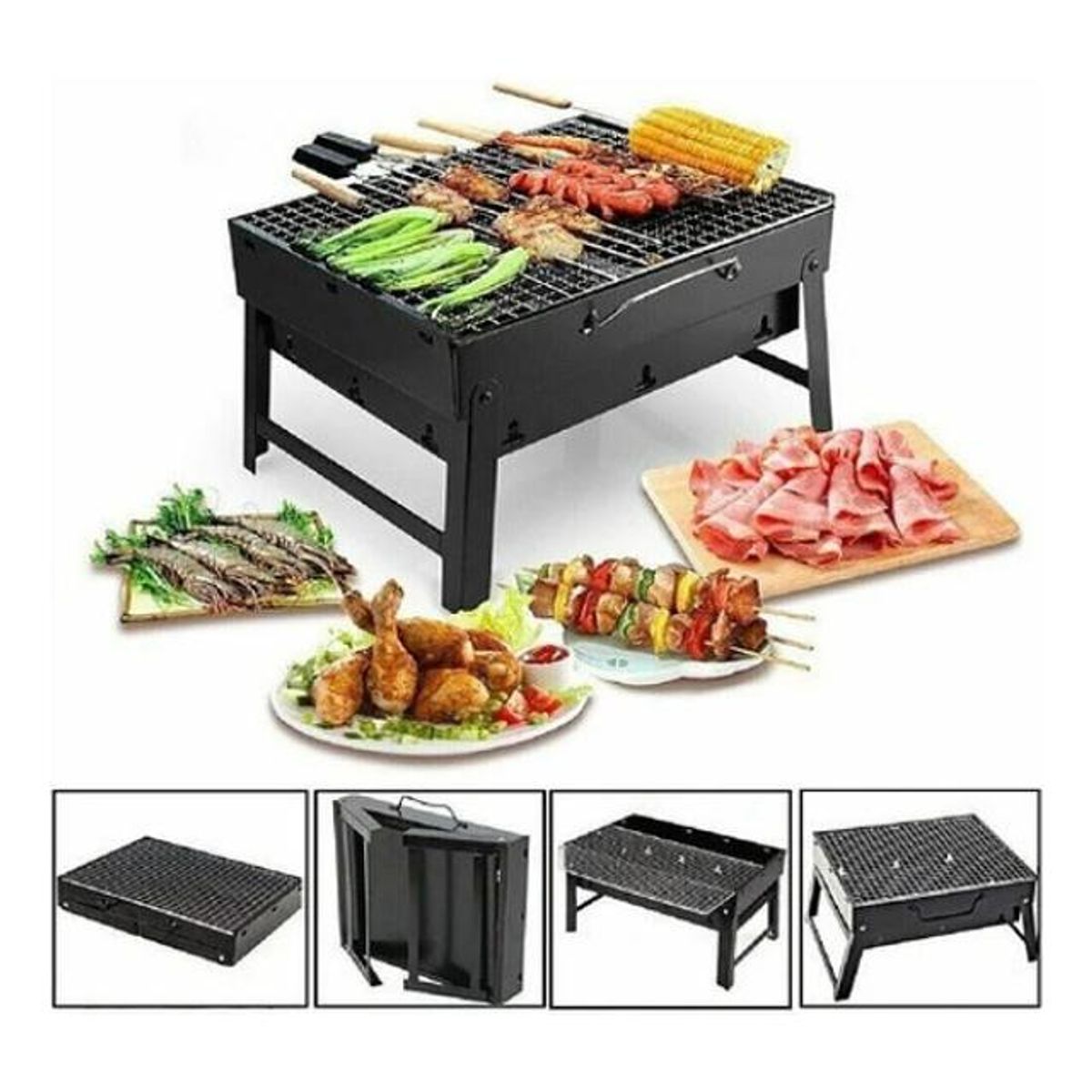 GENERICO - Mini Parrillera Portátil a Carbón Color Negro