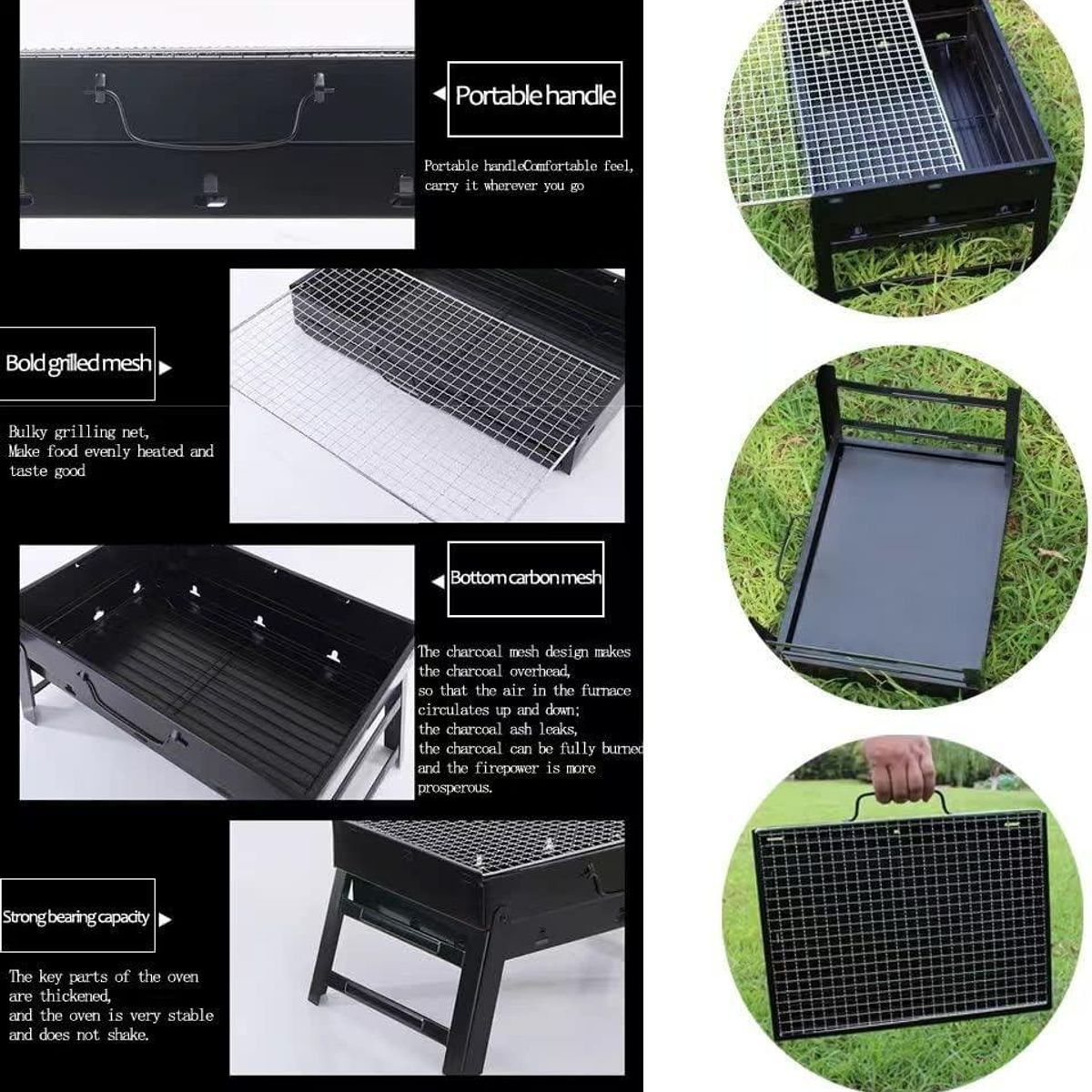 GENERICO - Mini Parrillera Portátil a Carbón Color Negro