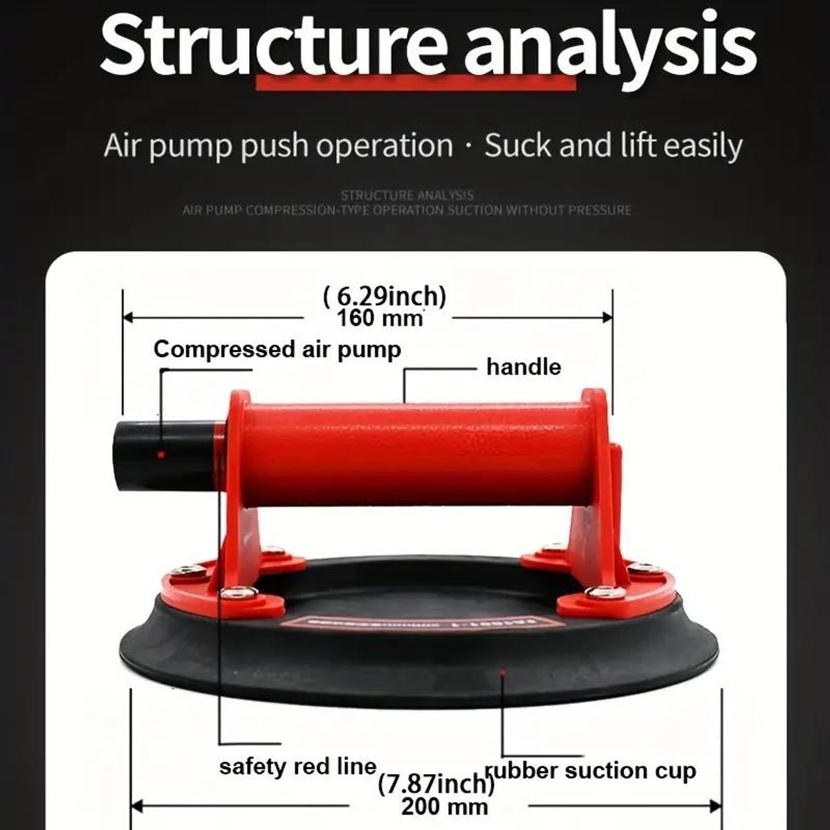 GENERICO - Elevador de Vidrio Ventosa Al Vacío de 8 Pulgadas