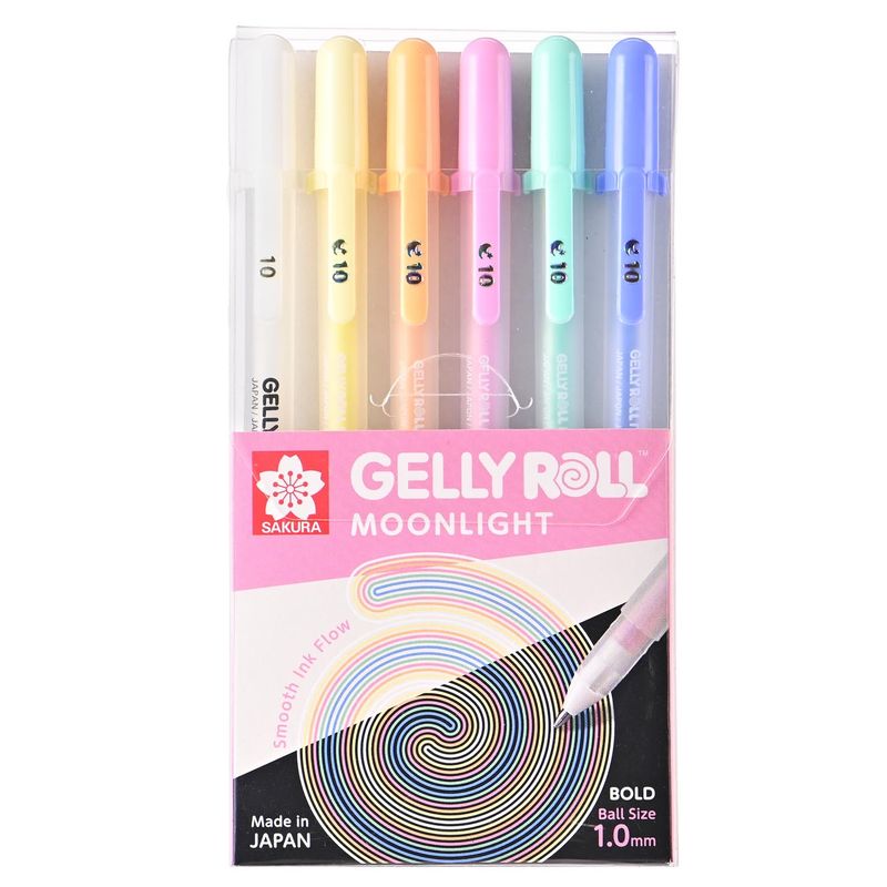 SAKURA - Lapiz Gel Gelly Roll Sakura Moonlight 6 Colores Pasteles