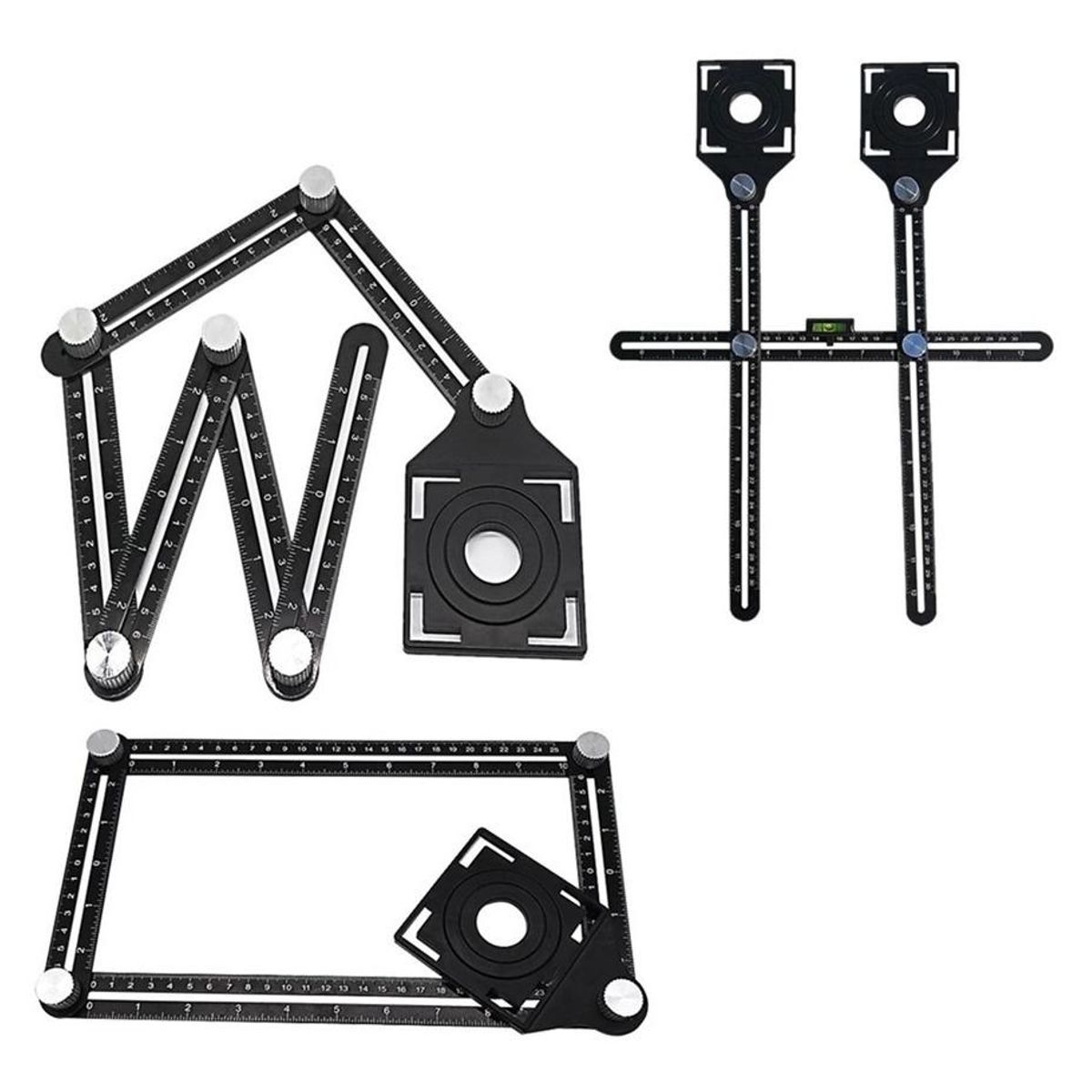 GENERICO - Regla de Ángulo Multifuncción de 6 Pliegues de Aluminio