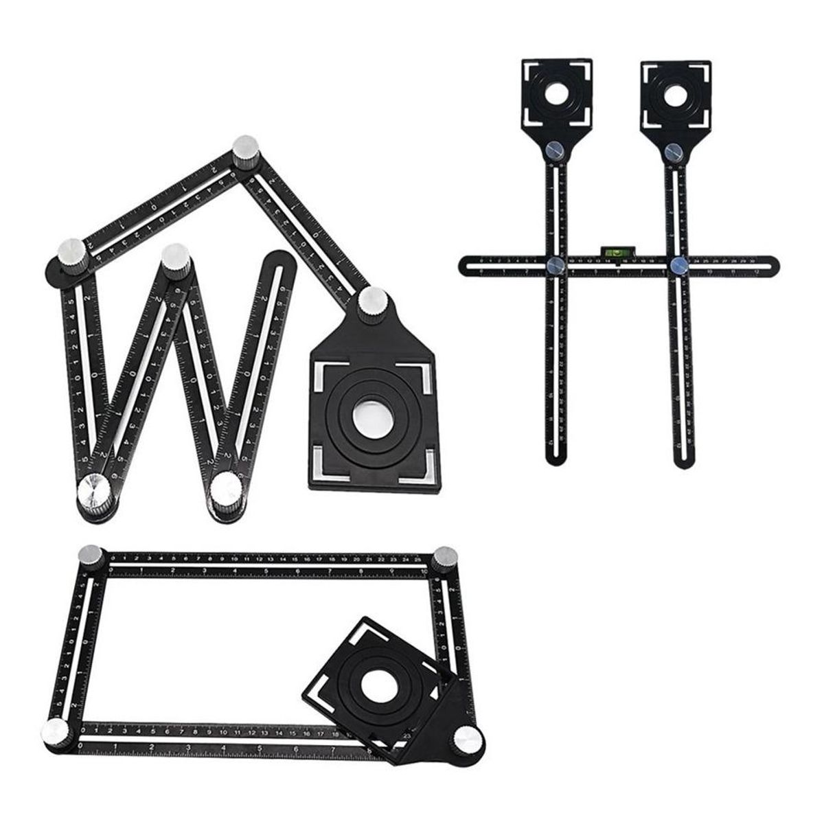 GENERICO - Regla de Ángulo Multifuncción de 6 Pliegues de Aluminio