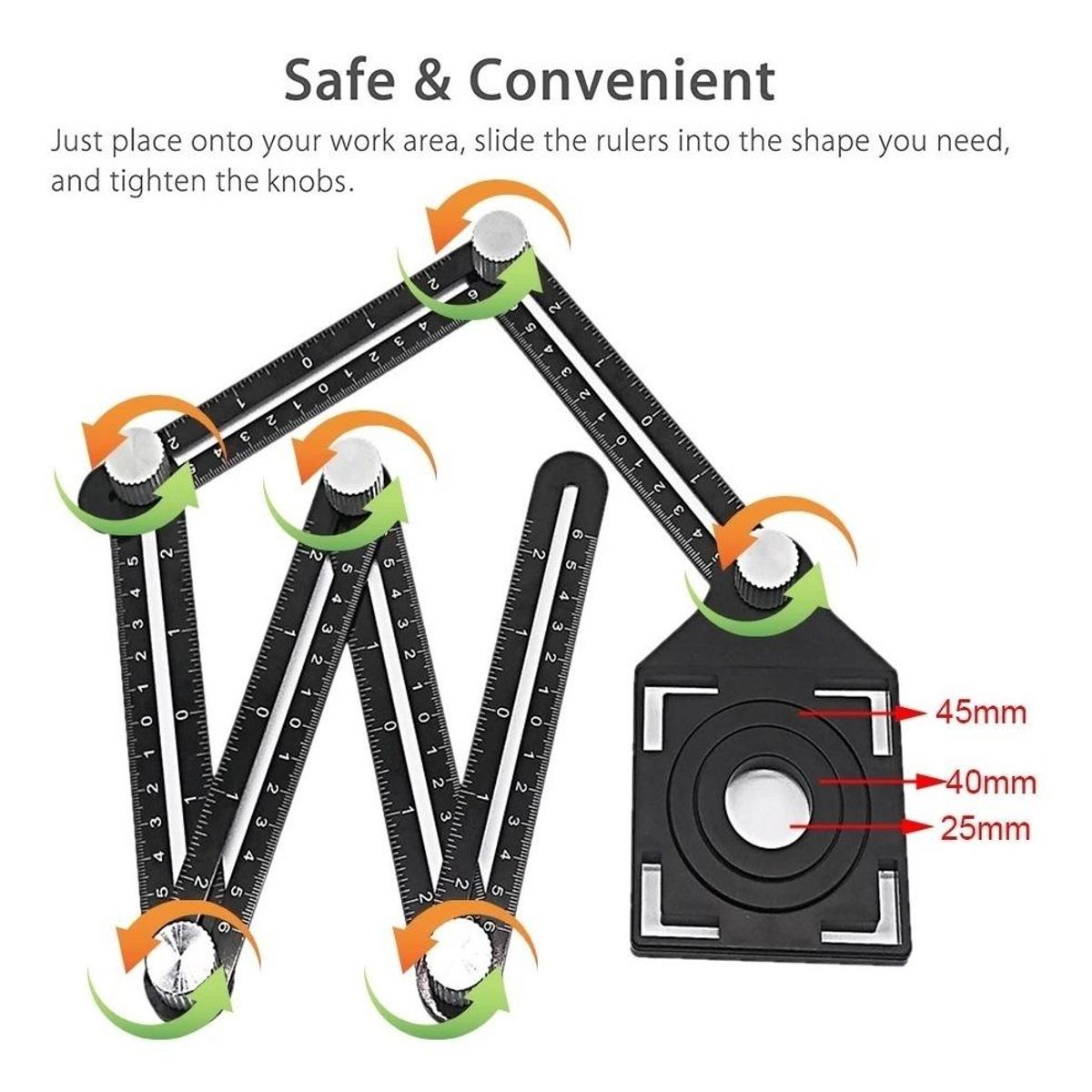 GENERICO - Regla de Ángulo Multifuncción de 6 Pliegues de Aluminio