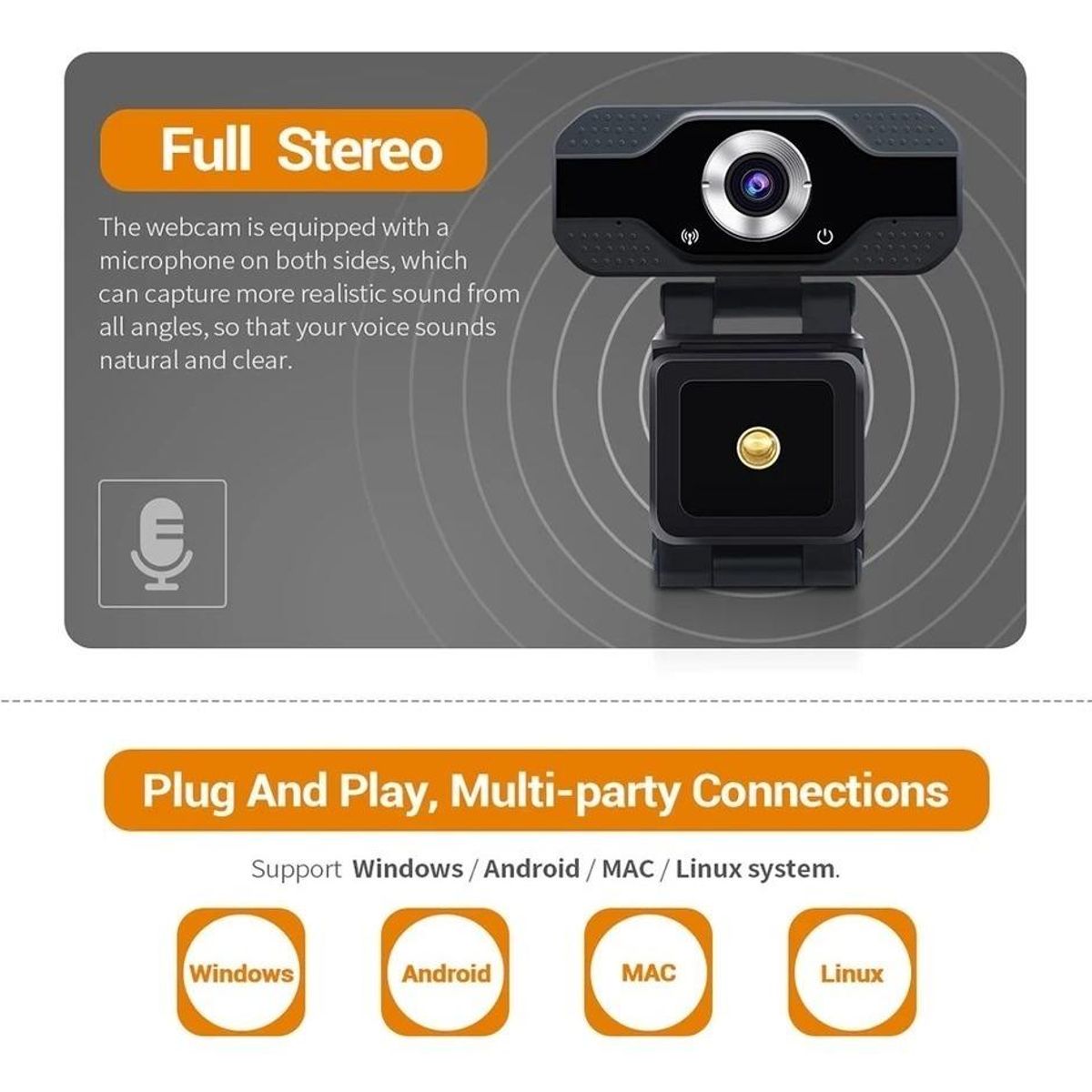 GENERICO - Cámara Web USB HD 480P con Micrófono Integrado
