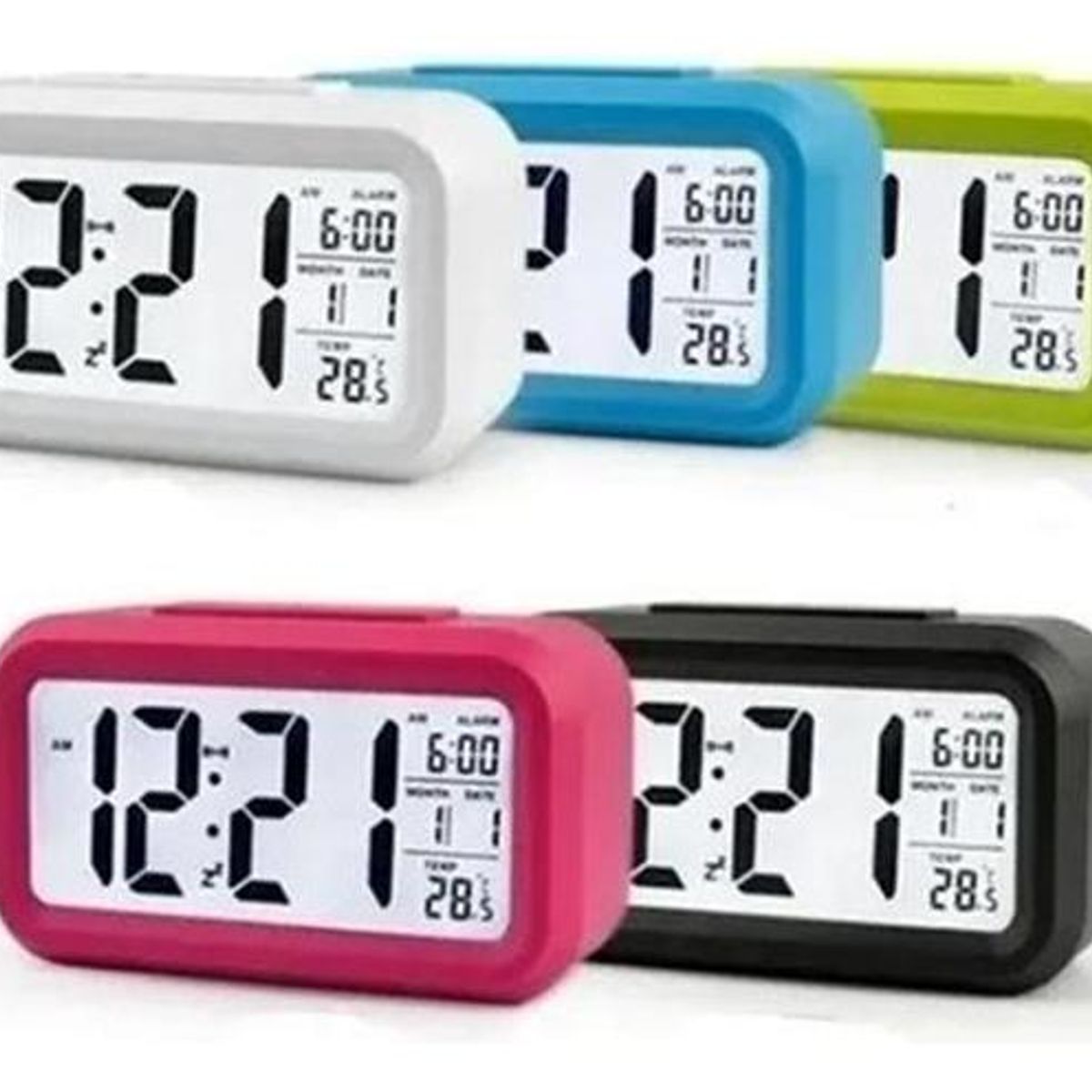 GENERICO - Reloj Despertador Analógico Rojo con Pantalla LED