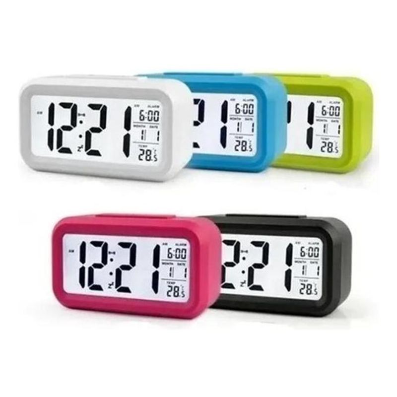 GENERICO - Reloj Despertador Analógico Rojo con Pantalla LED
