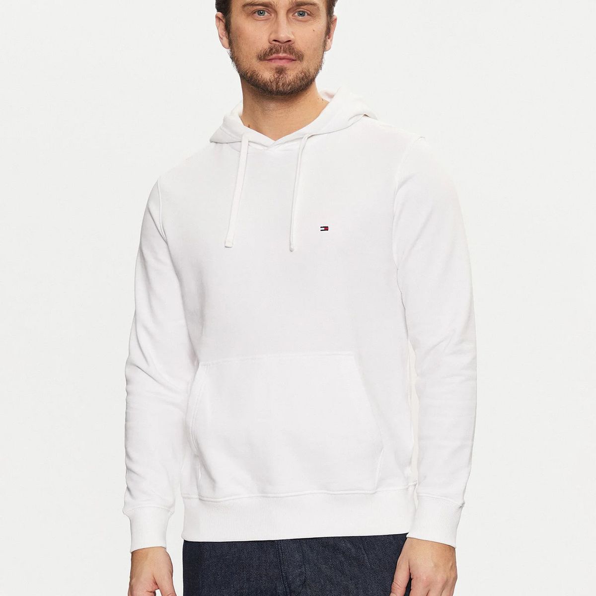 TOMMY HILFIGER - Polerón Hoodie Con Logo Bordado Blanco Tommy Hilfiger