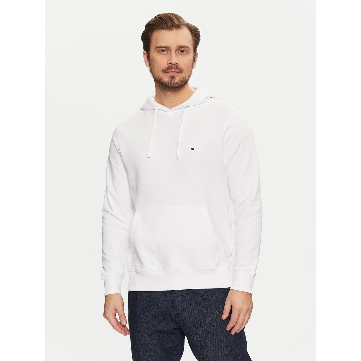TOMMY HILFIGER - Polerón Hoodie Con Logo Bordado Blanco Tommy Hilfiger