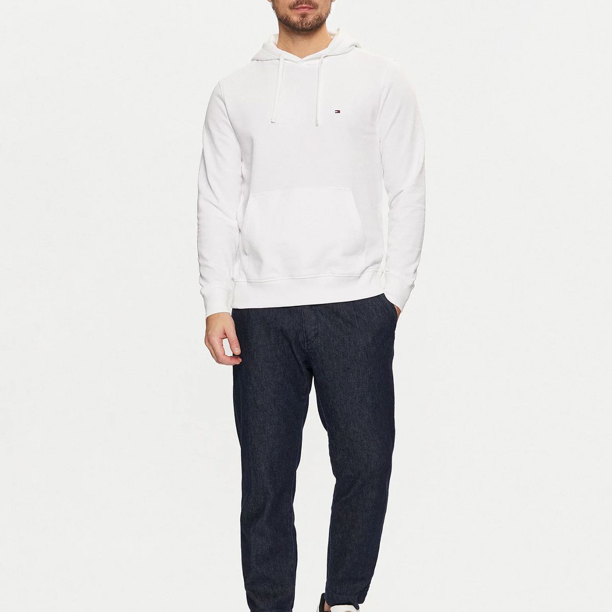 TOMMY HILFIGER - Polerón Hoodie Con Logo Bordado Blanco Tommy Hilfiger