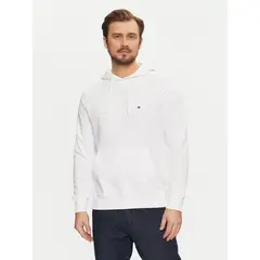TOMMY HILFIGER - Polerón Hoodie Con Logo Bordado Blanco