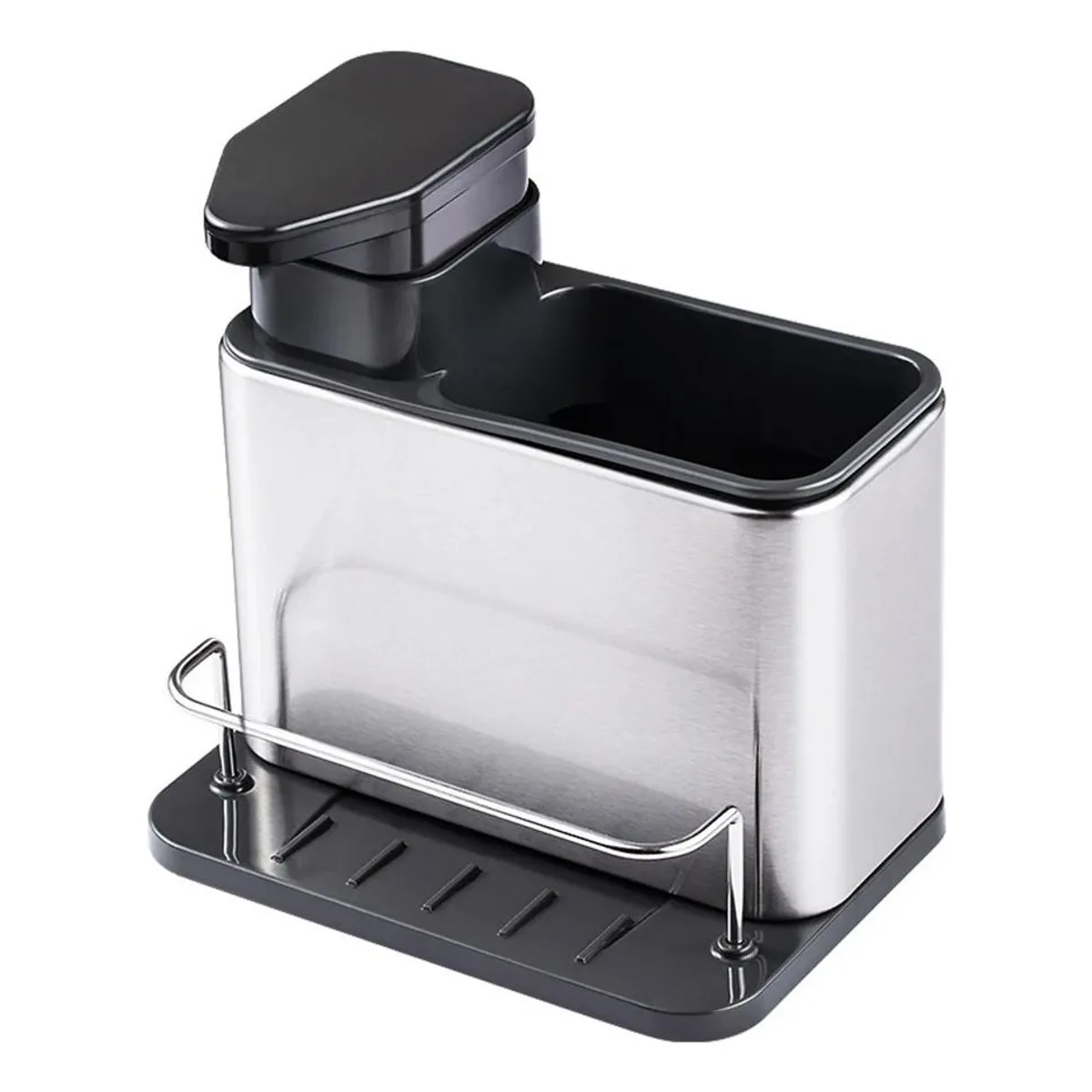 GENERICO - Dispensador de Jabón 3 en 1 con Soporte para Esponja Gris