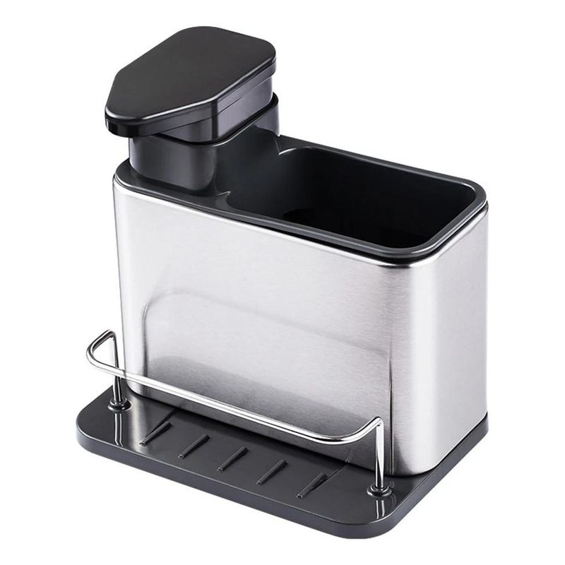 GENERICO - Dispensador de Jabón 3 en 1 con Soporte para Esponja Gris