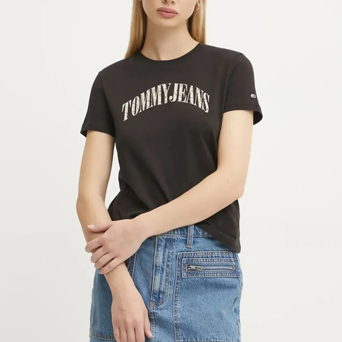 TOMMY HILFIGER - Polera Con Logo De Flores Negro Tommy Jeans