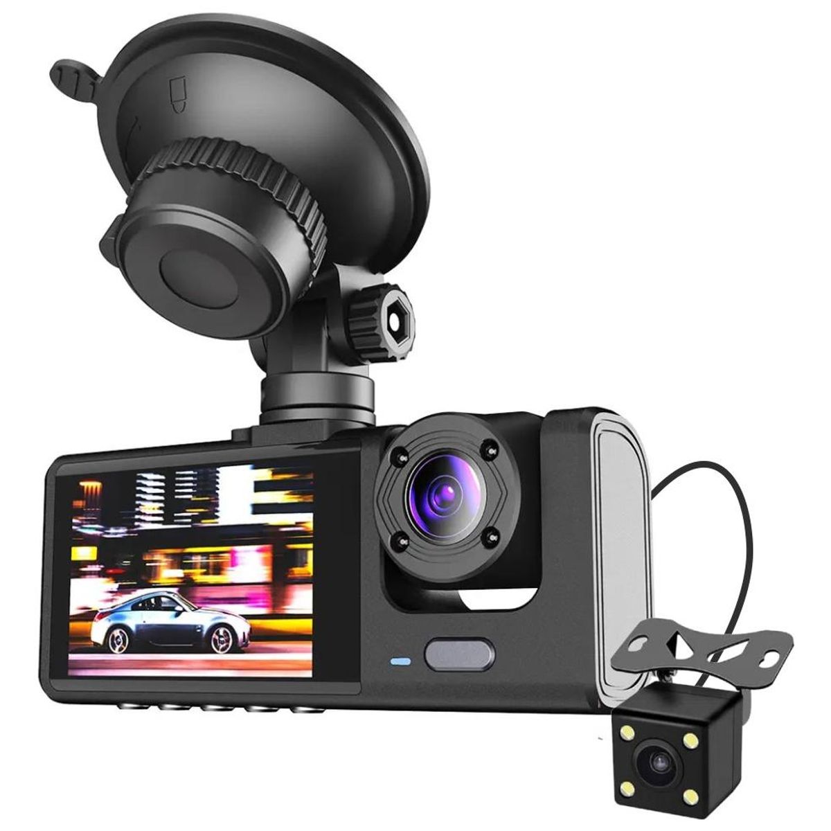 GENERICO - Cámara de Carro DVR 3 Lentes 1080p Resistente al Agua