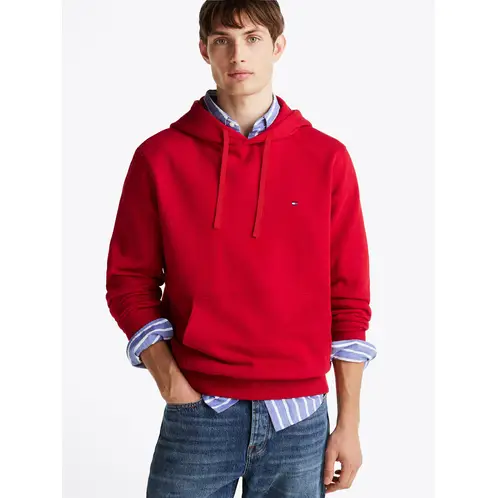 TOMMY HILFIGER - Polerón Hoodie Con Logo Bordado Rojo