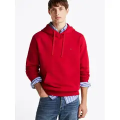 TOMMY HILFIGER - Polerón Hoodie Con Logo Bordado Rojo