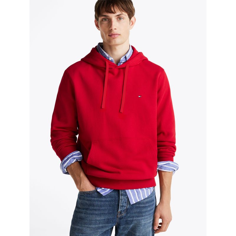 TOMMY HILFIGER - Polerón Hoodie Con Logo Bordado Rojo Tommy Hilfiger