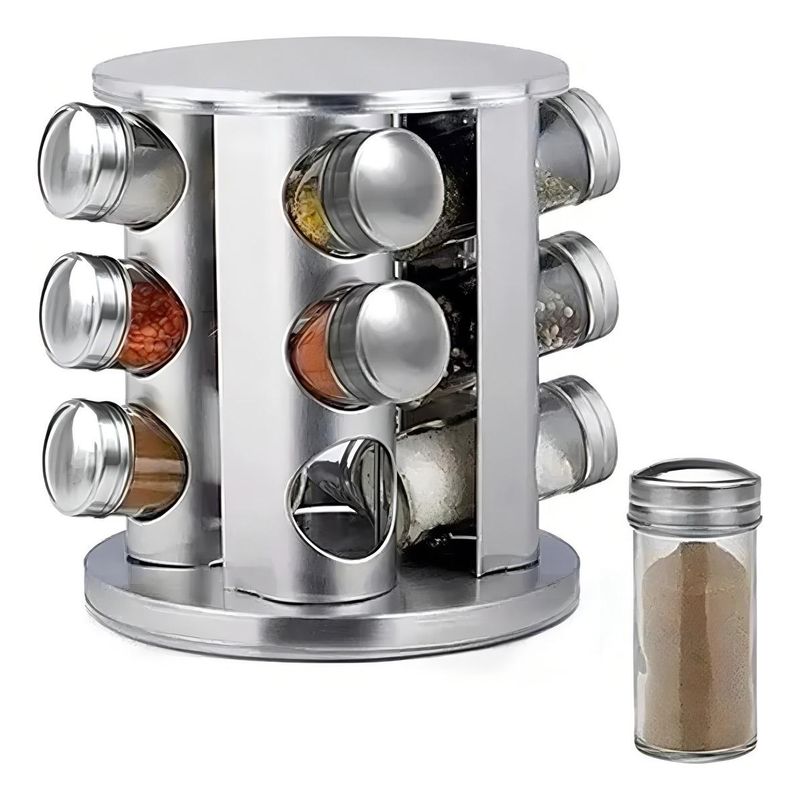 GENERICO - Rack Giratorio para Especias de Acero Inoxidable 12 Pcs
