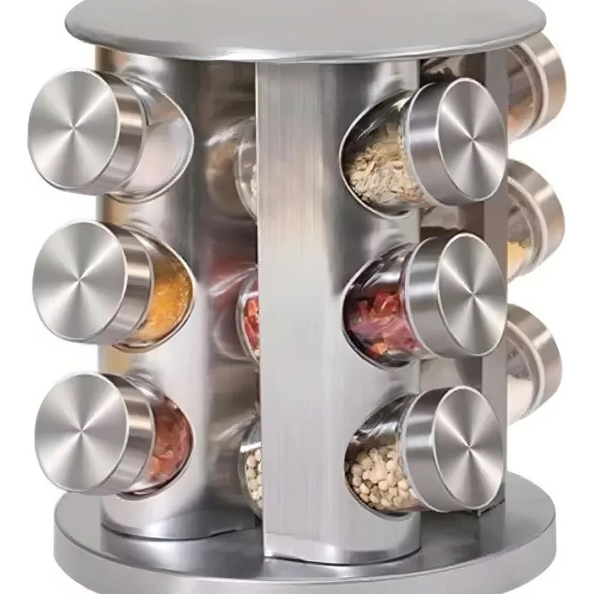 GENERICO - Rack Giratorio para Especias de Acero Inoxidable 12 Pcs