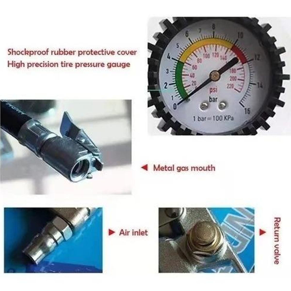 Inflador de Neumáticos con Manómetro - Portátil y Eficaz, marca GENERICO - Foto 2