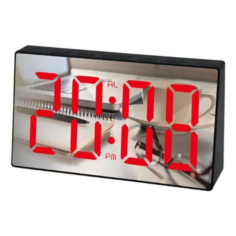 GENERICO - Reloj Despertador LED Mini Espejo Color Rojo