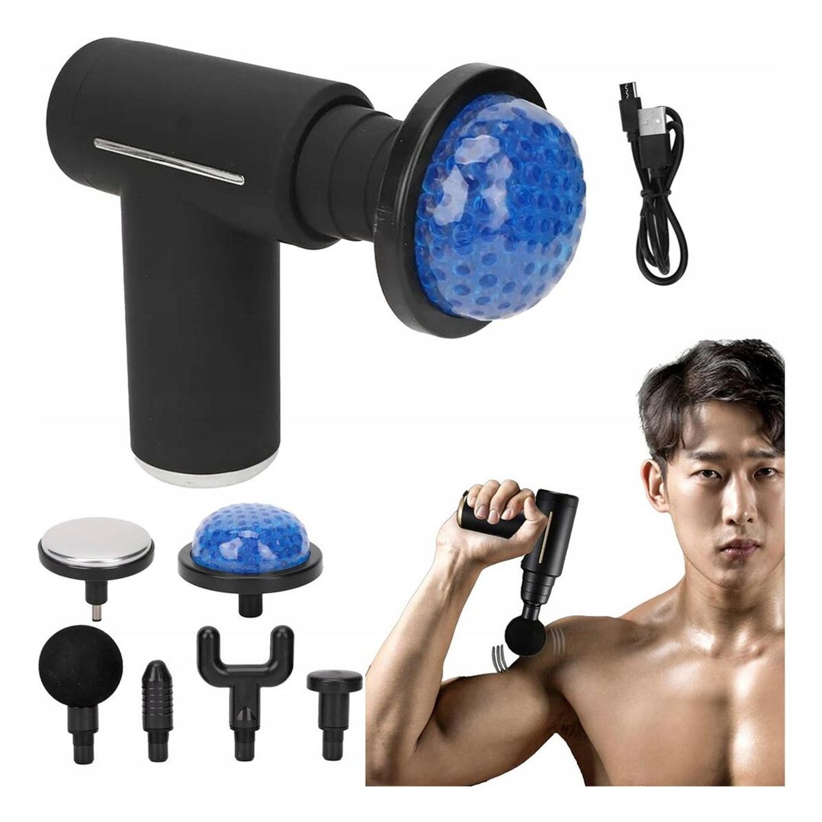 GENERICO - Masajeador Gun Pro 2 con Calor y Frío 6 Accesorios Negro