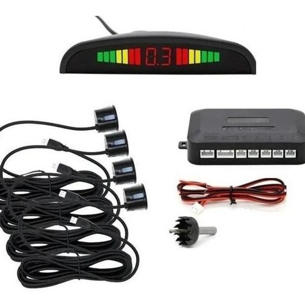 GENERICO - Sensor de Alarma de Retroceso para Auto con 4 Sensores