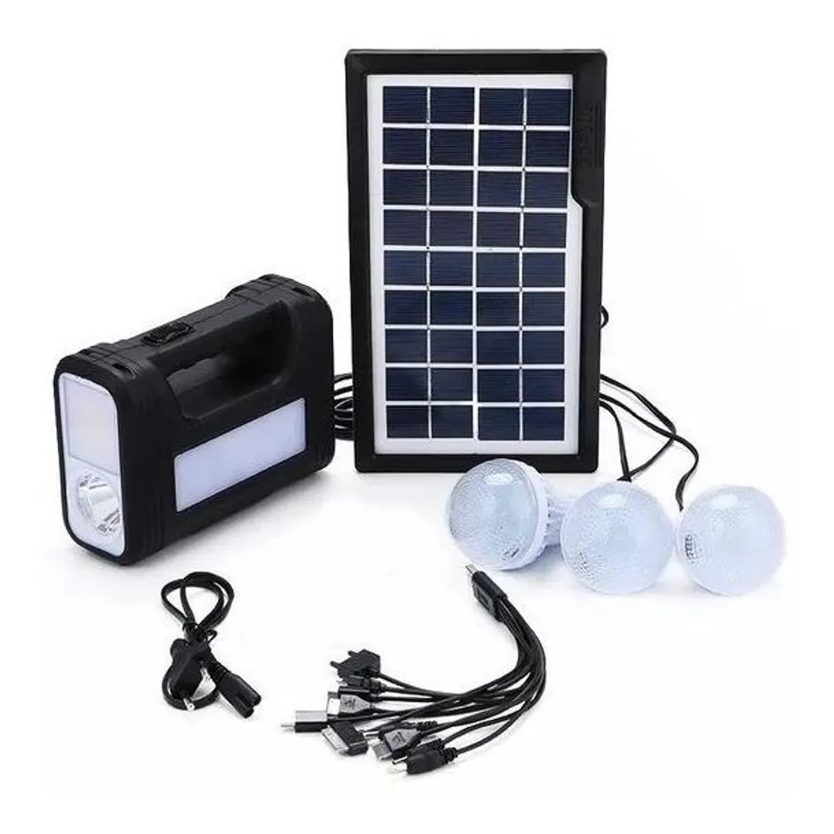 GENERICO - Kit Solar de Emergencia para Camping con 3 Ampolletas LED