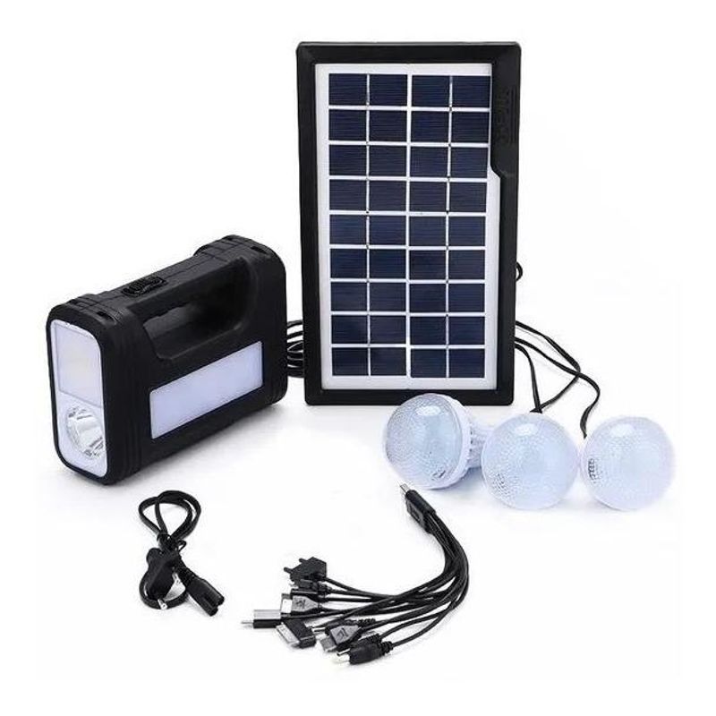 GENERICO - Kit Solar de Emergencia para Camping con 3 Ampolletas LED