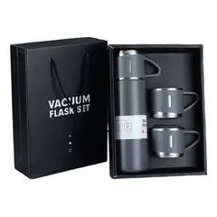 GENERICO - Set de Termos para Agua Caliente y 2 Tazas 500 ml - Gris