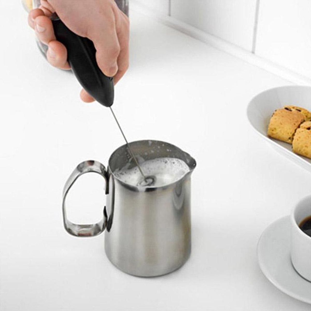 GENERICO - Mini Batidor Espuma de Café Portátil Verde de Acero Inoxidable