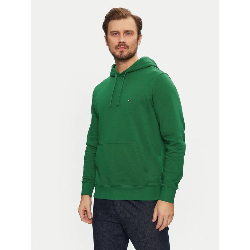 TOMMY HILFIGER - Polerón Hoodie Con Logo Bordado Verde Tommy Hilfiger