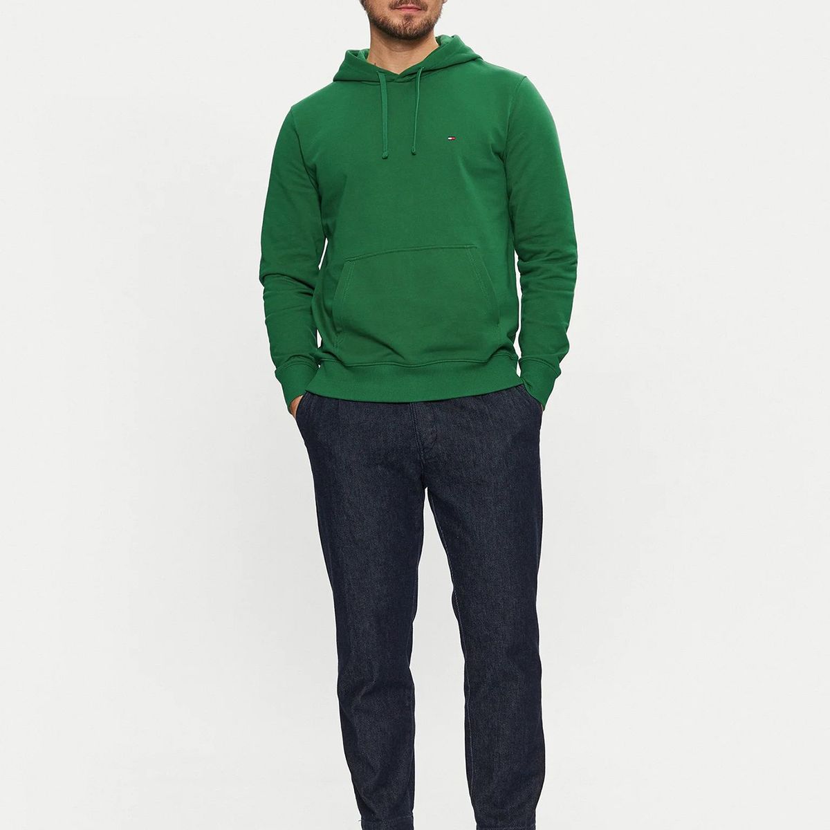 TOMMY HILFIGER - Polerón Hoodie Con Logo Bordado Verde Tommy Hilfiger