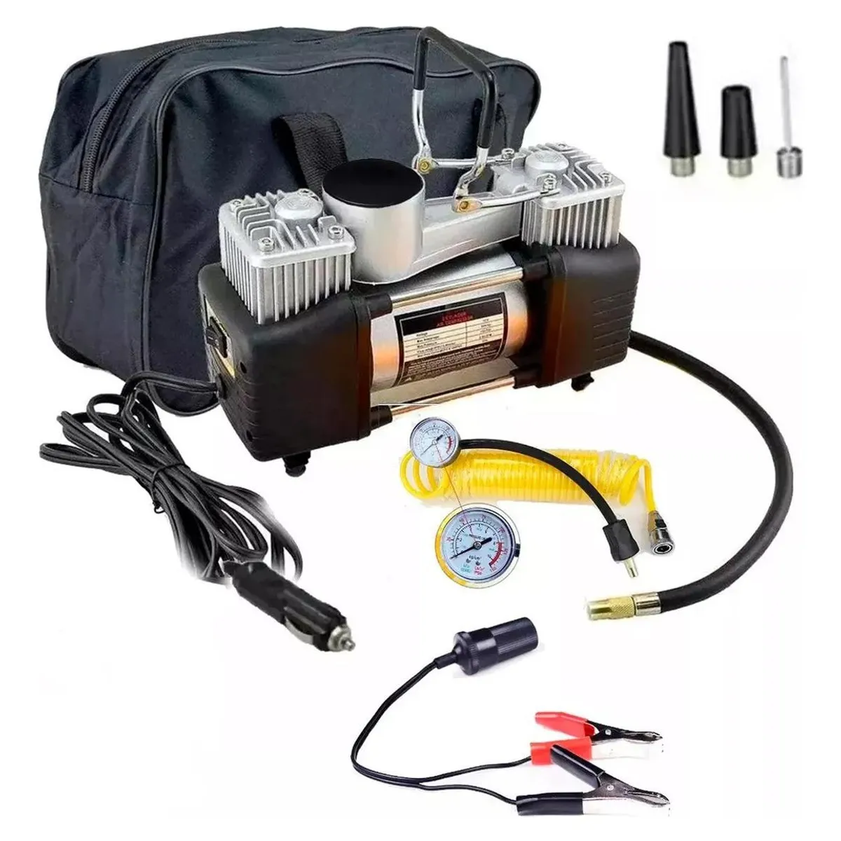 GENERICO - Compresor de Aire Doble Cilindro 12V para Neumáticos