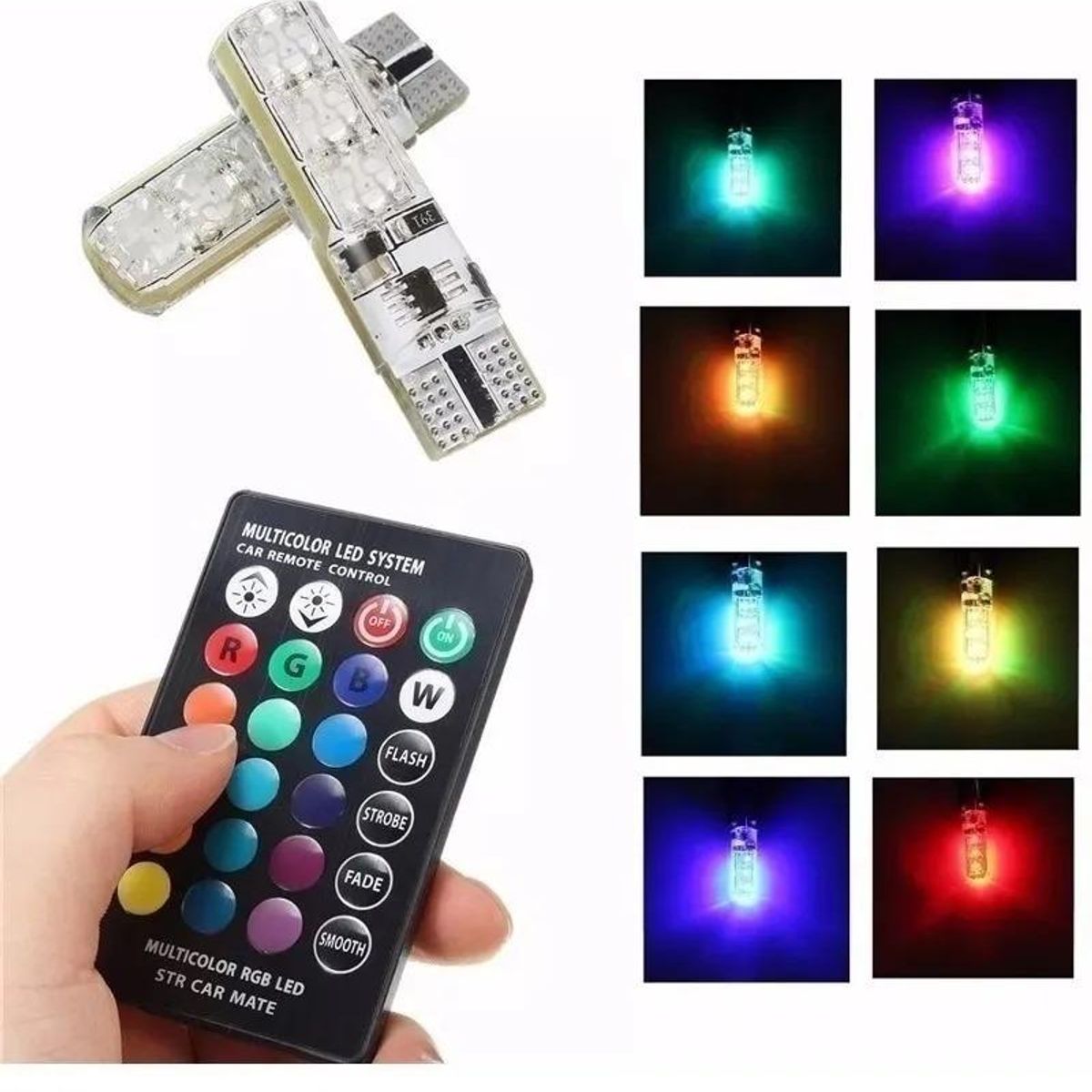 GENERICO - Ampolleta LED T10 Control Remoto Multicolor para Autos