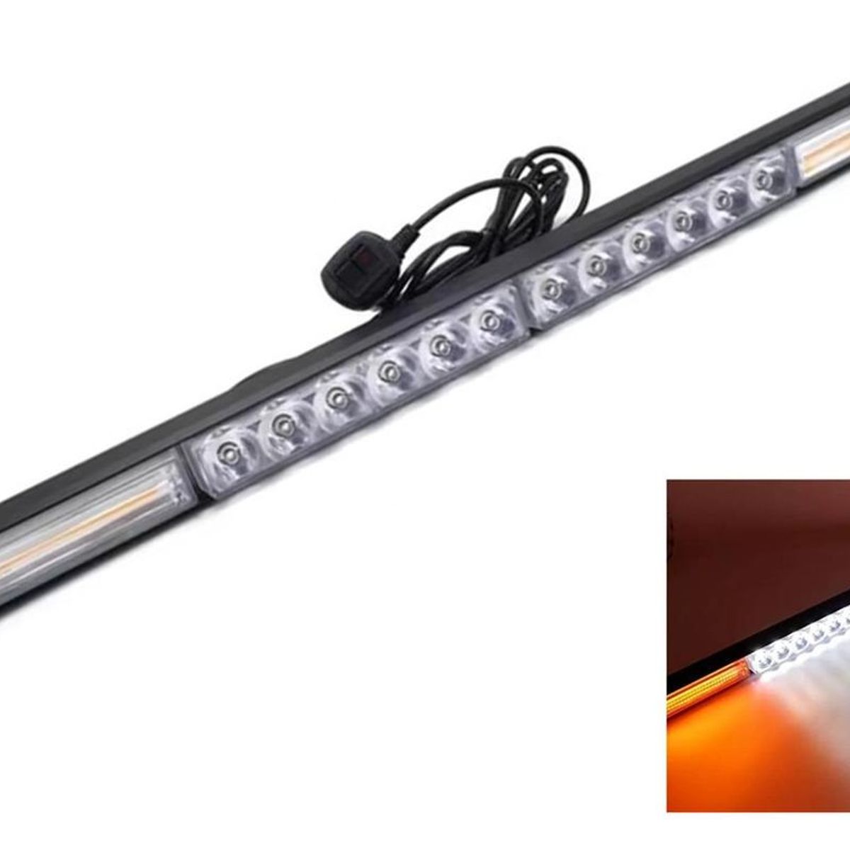 GENERICO - Barra LED Baliza Estrobo Emergencia Ámbar Blanco 72W