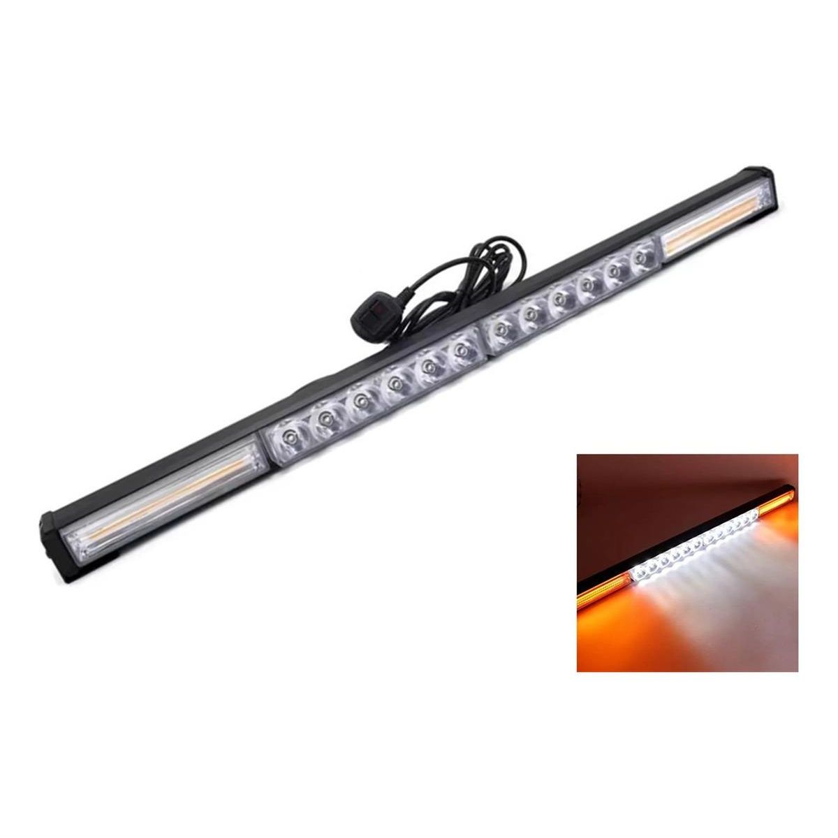 GENERICO - Barra LED Baliza Estrobo Emergencia Ámbar Blanco 72W