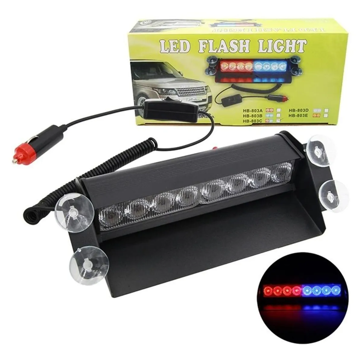 GENERICO - Baliza LED de Parabrisas para Autos 12V en Rojo y Azul