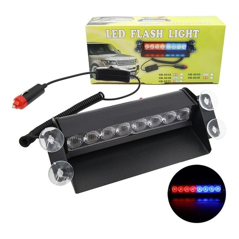 GENERICO - Baliza LED de Parabrisas para Autos 12V en Rojo y Azul