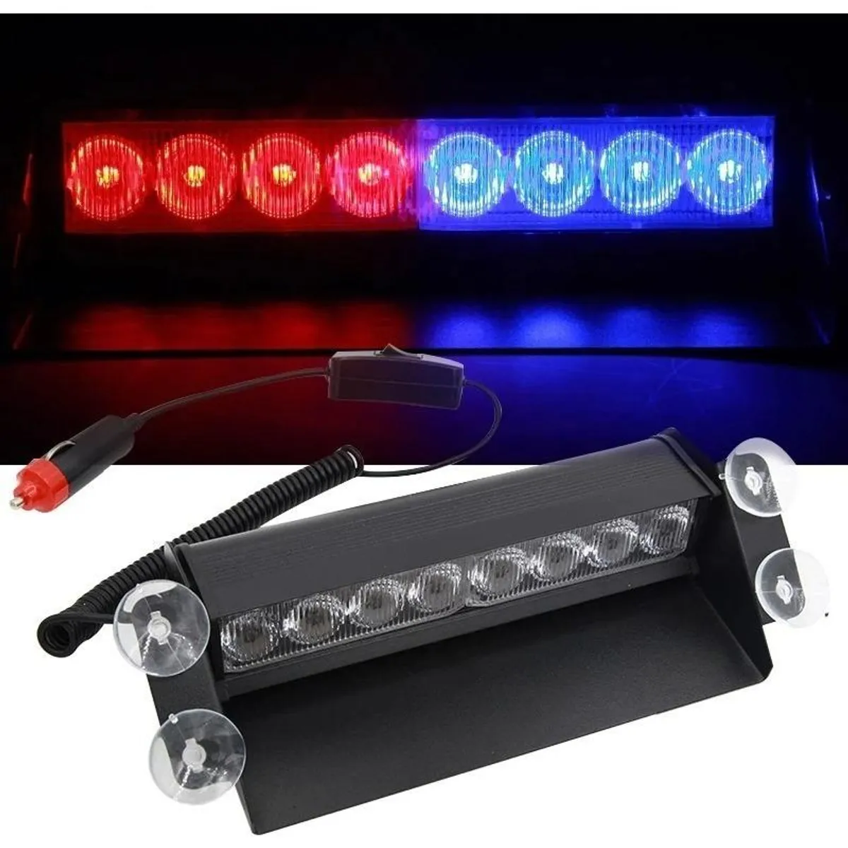 GENERICO - Baliza LED de Parabrisas para Autos 12V en Rojo y Azul