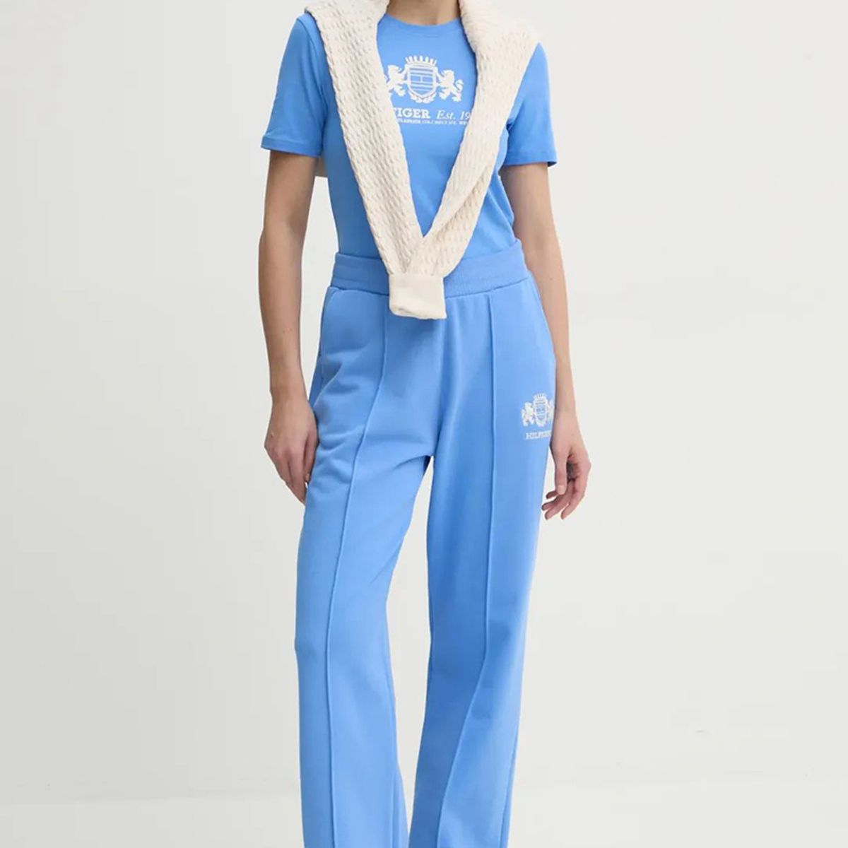 TOMMY HILFIGER - Polera Varsity De Corte Slim Celeste Tommy Hilfiger