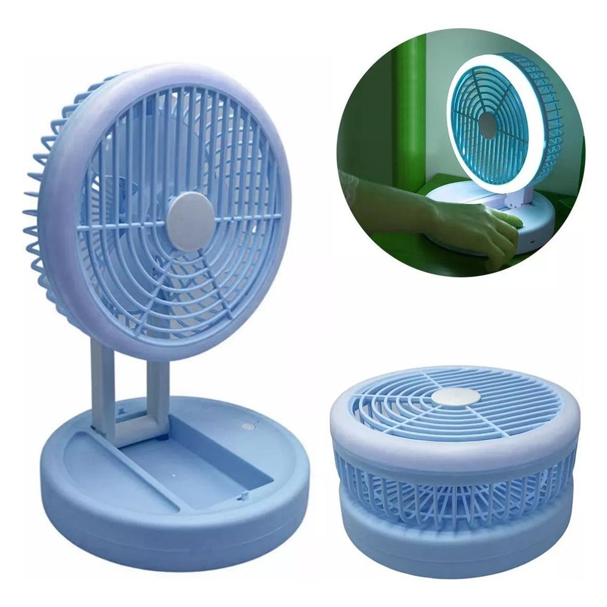 GENERICO - Ventilador Portátil Recargable con Luz LED Integrada