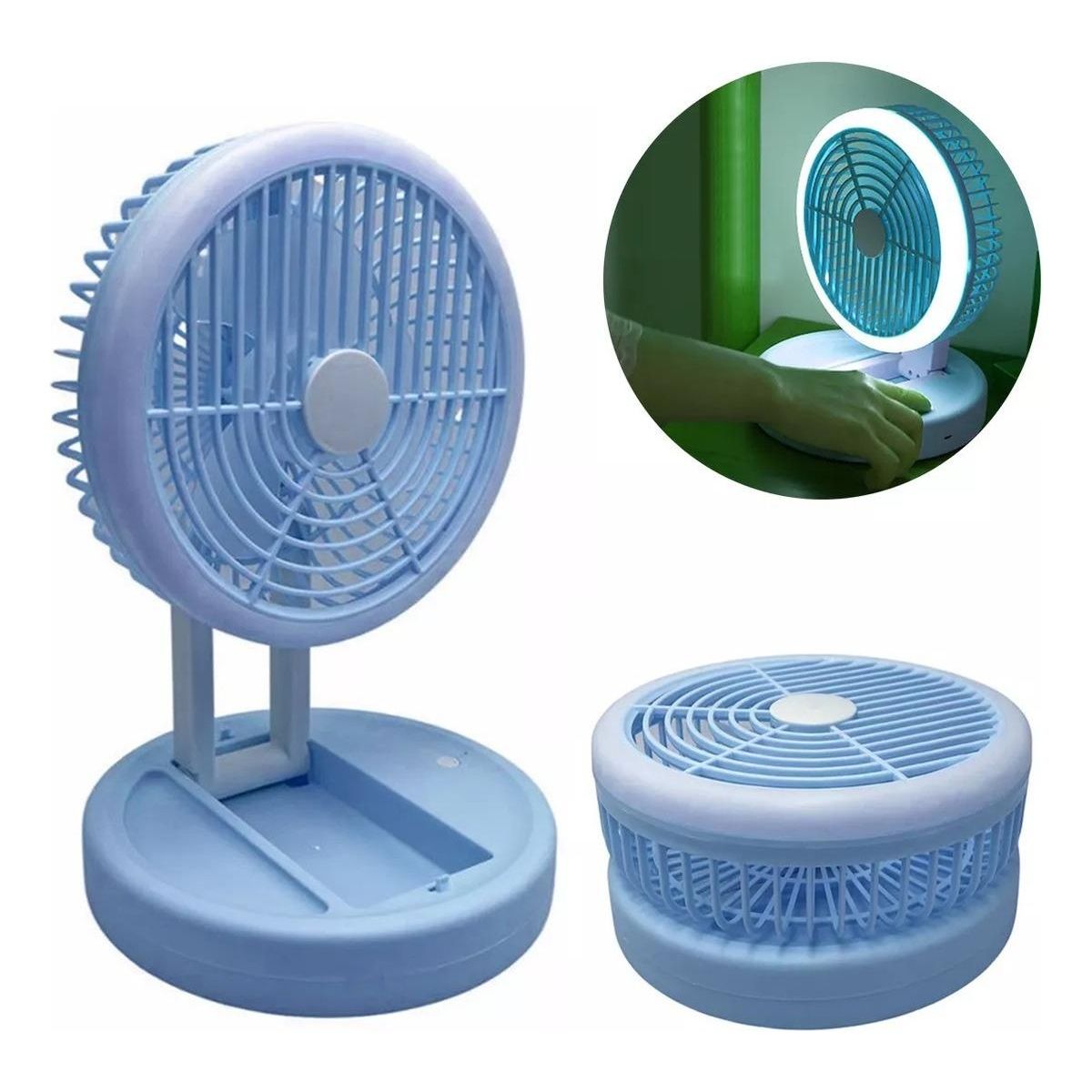 GENERICO - Ventilador Portátil Recargable con Luz LED Integrada