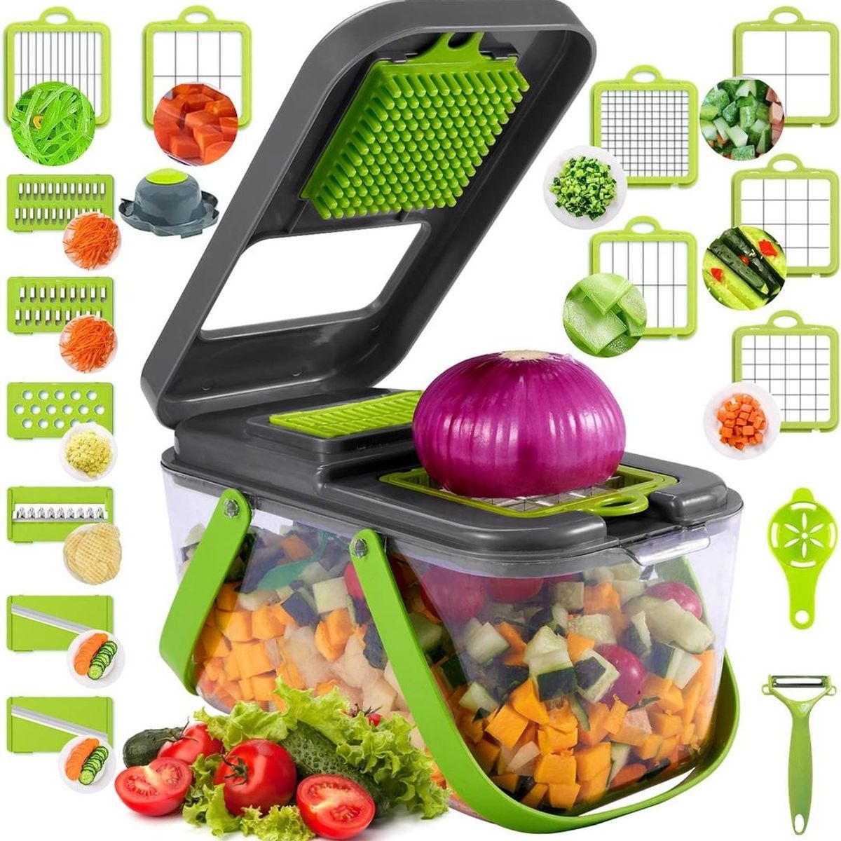 GENERICO - Picador de Verduras y Frutas Multiuso 22 Piezas con Accesorios