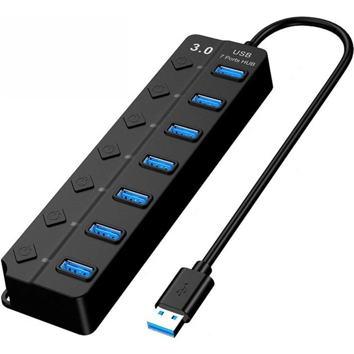 GENERICO - Hub Splitter USB 30 con 7 Puertos y Cable de 30 cm