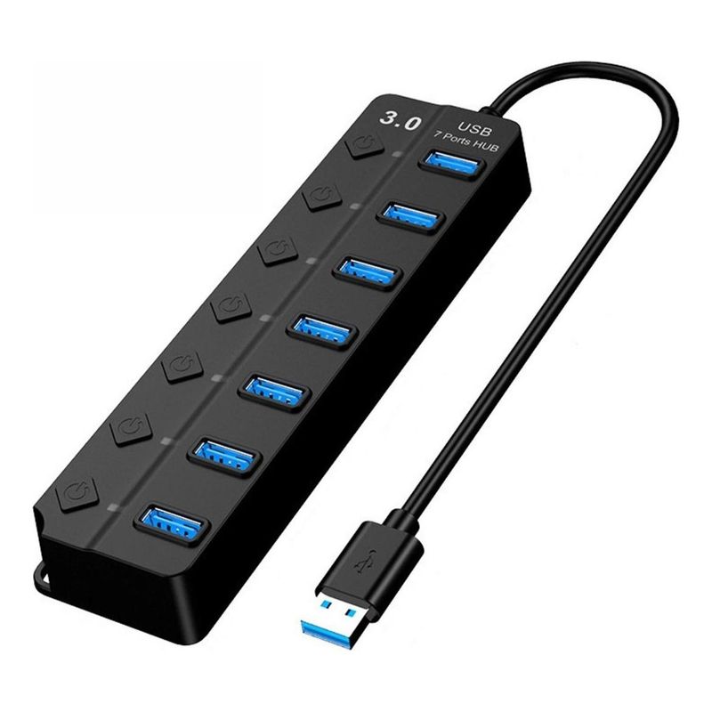 GENERICO - Hub Splitter USB 30 con 7 Puertos y Cable de 30 cm