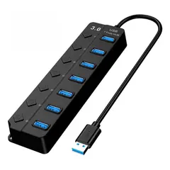 GENERICO - Hub Splitter USB 30 con 7 Puertos y Cable de 30 cm