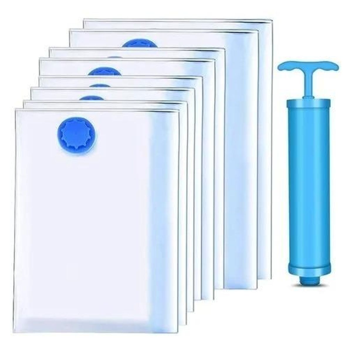 GENERICO - Pack de 12 Bolsas Organizadoras al Vacío con Bomba Manual